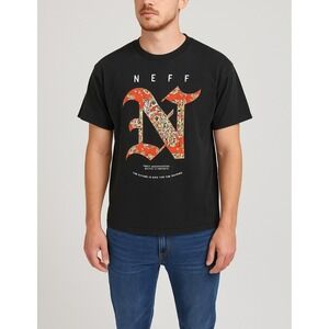 NEFF Paisley Graphic‎ T-Shirt Black Tee Men's Size XL Streetwear Skate Brand